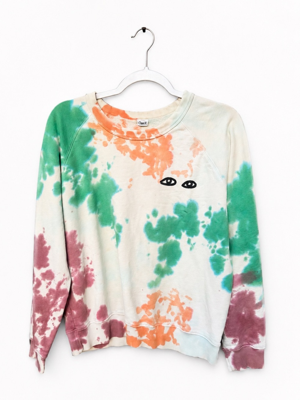 Clare V. Tie-Dye Print Crew Neck Sweatshirt Organic Cotton M Clarev pullover
